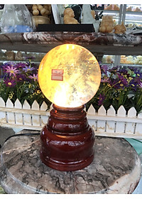 Chân đế đèn gỗ hìn tròn xoay cho quả cầu đá phong thủy đường kính nhỏ - Cao 12cm