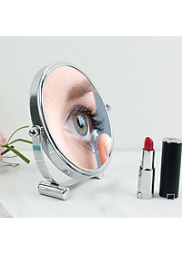 Gương trang điểm phóng đại 3 lần, xoay 360 độ, 2 mặt siêu nét, để bàn, Inox 304, Size 18cm, 20cm, Minh House G31
