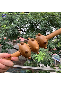 Cây lăn Massage toàn thân 3 bánh bi gai bằng gỗ Bách Xanh thơm (MH892) chăm sóc sức khỏe - giảm căng thẳng mệt mỏi