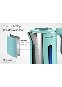 Bình siêu tốc inox 2 lớp 1,8L Sunhouse  SHD1351 - Hàng chính hãng (chỉ giao HN và một số khu vực)