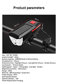 Năng Lượng Mặt Trời Đa Năng Đèn Xe Đạp Có Thể Sạc Qua USB Đèn Pha Xe Đạp Đèn Led Chống Nước Đèn Xe Đạp 3 Chế Độ LED Mountain Đèn Trước Xe Đạp Với 5 Chế Độ 120dB Còi Xe Đạp - Hàng Chính Hãng dododios