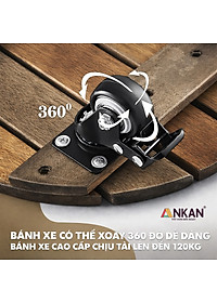 Đế Lót Chậu Cây Có Bánh Xe ANKAN - Hình Tròn D30cm, Gỗ Tràm Bông Cao Cấp, Chịu Tải 120kg (Màu Xám Đen)