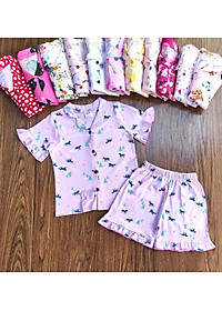Đồ bộ bé gái, bộ pijama ngắn tay cho bé gái size 18-35kg chất cotton mềm mát