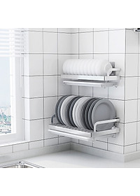 Kệ để chén đĩa đa năng dán tường inox 304 Hobby home decor KCD