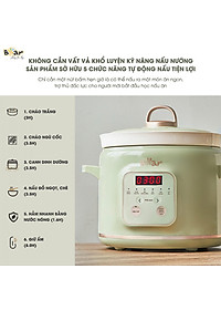 Nồi Chưng Yến Nấu Cháo Kho Cá Bear SB-NNC20 - Bản Tiếng Việt Dung Tích 2 Lít Công Suất 175 W - Hàng Chính Hãng