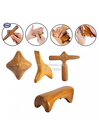 COMBO bộ 9 Dụng Cụ day ấn Huyệt Mát xa toàn thân kiểu Thái (MH849) bằng gỗ Bách Xanh - Chăm sóc sức khỏe gia đình