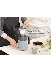Bình ủ nhiệt iMat có phin lọc 1200ml màu xanh xám, ruột bình, phin lọc Inox 304