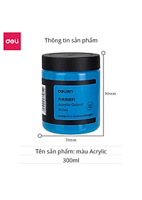 Màu Acrylic 300ml cao cấp dạng hũ Deli - Tô đất sét, đất nặn tự khô, vẽ vải, giày, đa chất liệu, tươi sáng, nhanh khô - Nhiều màu sắc - 73875