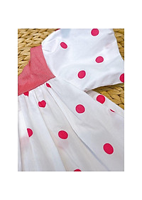 Váy Đầm Tay Chuông Cổ Vuông Chấm Bi Hồng SoraChan - M040