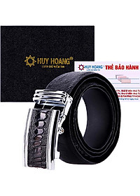 Thắt Lưng Nam Da Đà Điểu Bản Lớn Huy Hoàng HT4417 - Đen