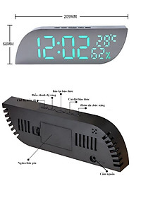 Đồng hồ LED Mặt Gương để bàn Nhiệt độ, Độ ẩm - L08
