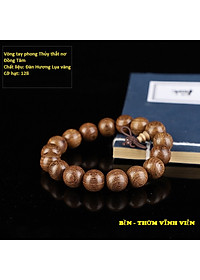 Bộ Vòng đeo tay phong Thủy Gỗ Đàn Hương Lụa Vàng Tự Nhiên Ấn Độ, Kèm Hộp đựng lót nhung nỉ