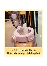 Bình Đựng Nước Sports Cup Phong Cách Thể Thao Có Ống Hút Dung Tích 2L Dễ Thương Có Vạch Báo Giờ Uống Nước