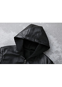 Áo khoác da nam có nón chống thấm nước SITAKI cao cấp AD29