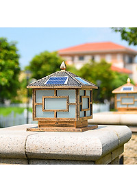 Bộ 2 cái đèn trụ cổng khung nhôm 30x30x38cm năng lượng mặt trời