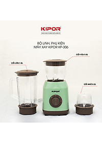 Máy xay sinh tố KIPOR KP-S306  - Lưỡi thép chống ăn mòn siêu bền - Tặng kèm 3 cối 0,2L, 0,5L, 1,5L - Tự ngắt chống quá tải - Hàng chính hãng