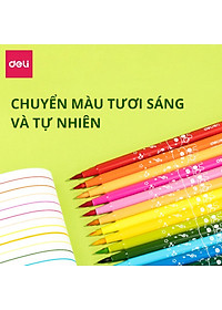 Bút Brush Bút Dạ Màu Marker Chuyên Viết Calligraphy Đầu Mềm Dành Cho Học Sinh Mĩ Thuật Hội Hoạ Deli - Tô Vẽ Truyện Tranh Manga Anime - HM555