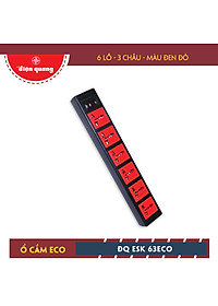 Ổ Cắm 6 Lỗ 3 Chấu Dây 5 Mét Điện Quang ĐQ ESK 5BR 63ECO - Đen Đỏ