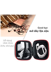 Hộp đựng tai nghe, cáp sạc Sợi Carbon Vuông cho phụ kiện di động (Có lưới bên trong) - Hàng chính hãng