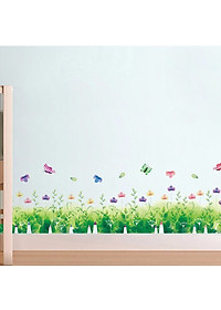 Decal dán tường chân tường hoa và bướm - HP102