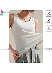 Áo sát nách, áo 3 lỗ nữ Hiền Trần BOUTIQUE form ôm không đệm ngực, chất cotton tăm lụa mềm mại, co giãn tốt- AH02