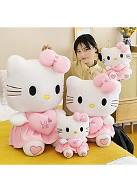 Gấu Bông Mèo Kitty Ôm Tim Siêu Dễ Thương (25cm--->60cm) Hàng Cao Cấp Loại 1 Chất Lượng Cao, An Toàn Cho Trẻ Nhỏ