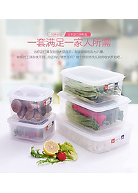 Combo 04 hộp nhựa cao cấp bảo quản thực phẩm Nakaya hình chữ nhật (Full size) - Nội địa Nhật Bản