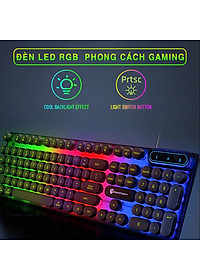Bàn phím máy tính gaming giả cơ PANTSAN PK100 có dây nút tròn Led 7 màu cực đẹp - NTH - Hàng Nhập Khẩu