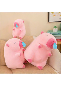 Thú nhồi bông capybara hồng chảy nước mũi đáng yêu - Size từ 35cm đến 45cm - Móc khoá gấu bông Capybara.
