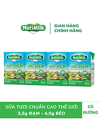 Thùng 48 Hộp NutiMilk Sữa tươi 100 điểm - Sữa tươi tiệt trùng Có đường 110ml TU.STCD110TI NUTIFOOD