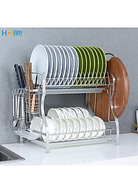 Kệ chén đa năng 2 tầng inox 304 mẫu lớn Hobby Home Decor KC2M