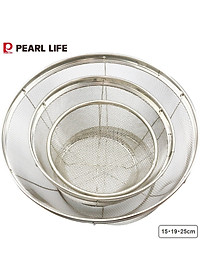 Set 03 chiếc rổ inox không gỉ Lara Shine (Ф15/Ф19/Ф25cm) - Hàng nội địa Nhật Bản
