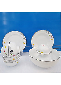 Bộ đồ ăn 11 thứ hoa A04 sứ Long Phương AH259011 họa tiết hoa Cẩm Vi