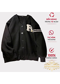 Áo khoác Cardigan Nữ Form rộng Fashion Họa Tiết Chữ R Nổi Siêu Xinh