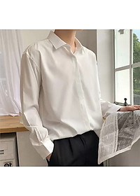 Áo Sơ Mi Form Rộng GIẤU NÚT Tay Dài Hàn Quốc Áo Unisex Nam Nữ Vải Lụa Mềm Mịn Thoáng Mát Ít Nhăn - SMD02