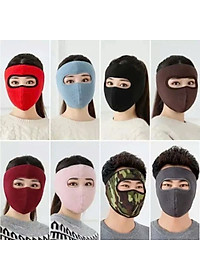 COMBO 2 Khẩu trang ninja vải nỉ kính che kín mặt kín tai chống nắng gió lạnh bụi - khau trang kinh che kin MÀU ĐEN