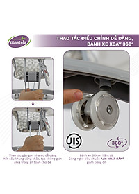 Xe tập đi cho bé có đồ chơi và nhạc Mastela W2002, bánh xe cao su hãm di chuyển theo quán tính siêu nhẹ xoay 360 độ mặt bàn ăn dặm, bánh xe silicon chống ồn - Tiêu chuẩn JIS Nhật Bản