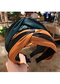 Bờm tóc nữ bản to mẫu mới bản đẹp phối 2 mầu vải lụa cao cấp