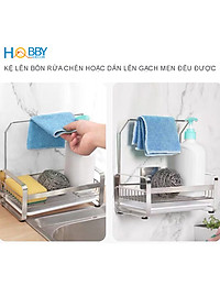 Kệ đựng đồ dùng rửa chén có treo khăn dán tường Hobby home decor KRC4