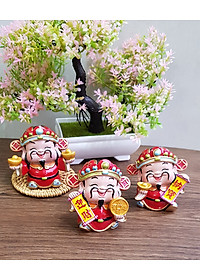 Bộ 03 tượng chibi Thần Tài may mắn 7cm - Chiêu Tài - Hút Lộc - Phú Quý Bình An