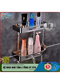 Kệ nhà tắm inox 304 HT SYS - Kệ để đồ phòng tắm 2 tầng đa năng - Chất liệu inox 304 cao cấp - Tích hợp móc treo đồ - LOẠI DÀY - Hàng Chính Hãng