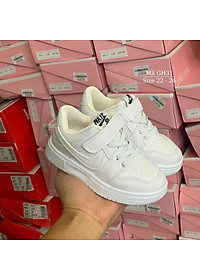 Giày thể thao trẻ em màu trắng da mềm êm thời trang cho bé trai bé gái 1, 2, 3 tuổi khỏe khoắn năng động đi học đi chơi NHÍM SHOP GH31