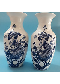 Bình hoa sứ bát tràng họa tiết họa tiết Hoa sen, Ngư ông (cá chép)  49cm (Giao hàng ngẫu nhiên)