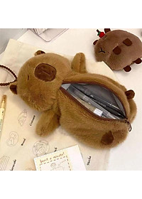Túi Đựng hình Gấu Bông Capybara Nâu Dễ Thương Cho Bé