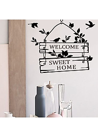 Decal dán tường, cửa kính chữ WELCOME SWEET HOME tươi vui và tràn đầy sức sống