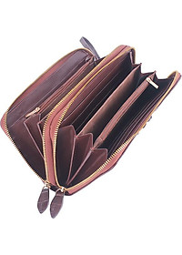 Ví Nữ Da Cá Sấu Nhiều Ngăn Huy Hoàng HT3270 (11 x 22 cm) - Nâu Đất