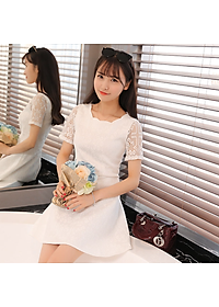 Đầm Ren Tay Ngắn Cổ Gợn Sóng DN089 MayHomes Kiểu Dáng Xinh, Gợi Cảm, Vải Bền Đẹp, Đường May Khéo Léo