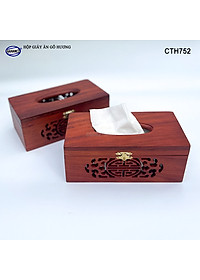 Hộp Giấy Ăn Bằng Gỗ Hương (Cỡ lớn - đủ mẫu) Đục Khắc Hoa Văn Tinh Xảo/Độc Đáo