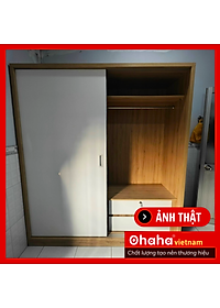 [Kèm Ảnh Thực Tế - Miễn phí vận chuyển & Lắp đặt] TỦ QUẦN ÁO GỖ CÔNG NGHIỆP 2 CÁNH LÙA KIỂU VINTAGE OHAHA - VI001