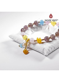 Vòng đá chalcedony đa sắc 8mm phối charm - Ngọc Quý Gemstones